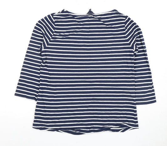 Crew Clothing Women's Blue Striped T-Shirt Size 12