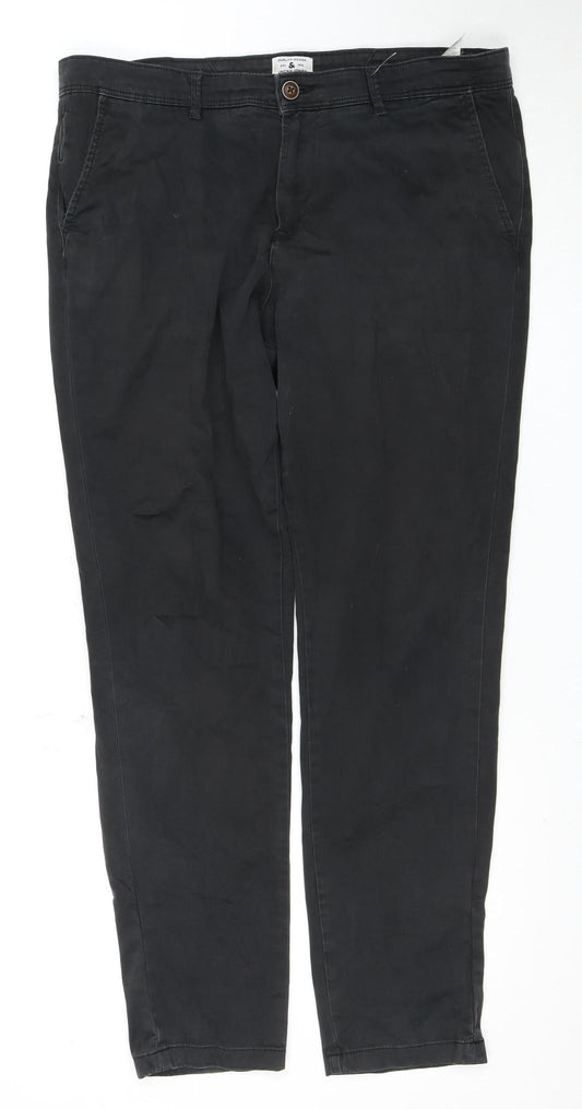 JACK & JONES Men's Black Chino Trousers Size 34