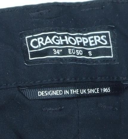 Craghoppers Men's Black Trousers, Size S, Elastic Waist