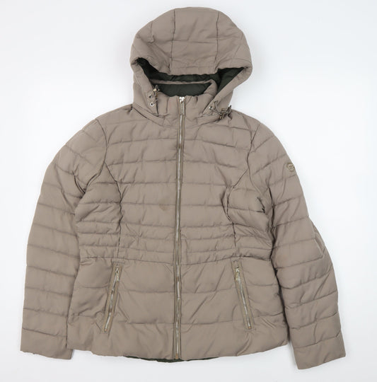 Michael Kors Women's Beige Puffer Jacket M Hooded