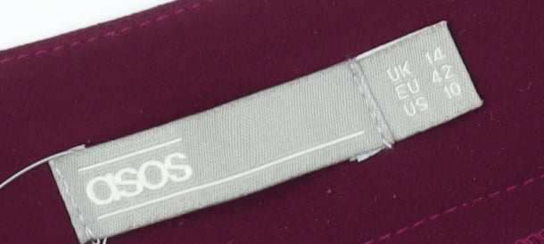 Close-up detail of ASOS Women's Purple Trousers, size 14