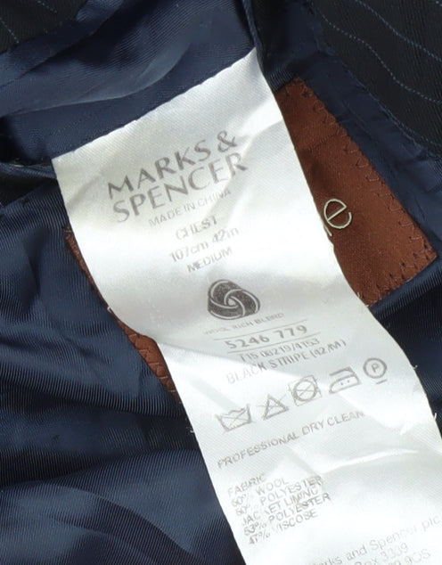 Marks and Spencer Men's Black Striped Suit Jacket 42R