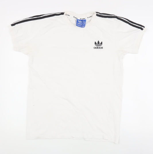 Unisex Adultss UK Size M adidas White 100% Cotton T-Shirt