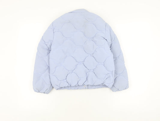 ZARA Girls Blue Quilted Jacket 8 Years Lined Winter