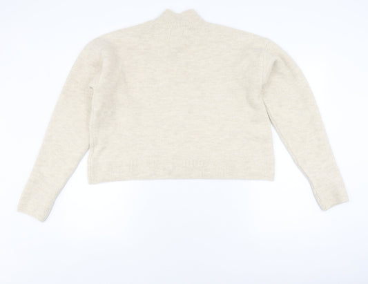 Superdry Women's Beige Mock Neck Pullover Jumper Size 10