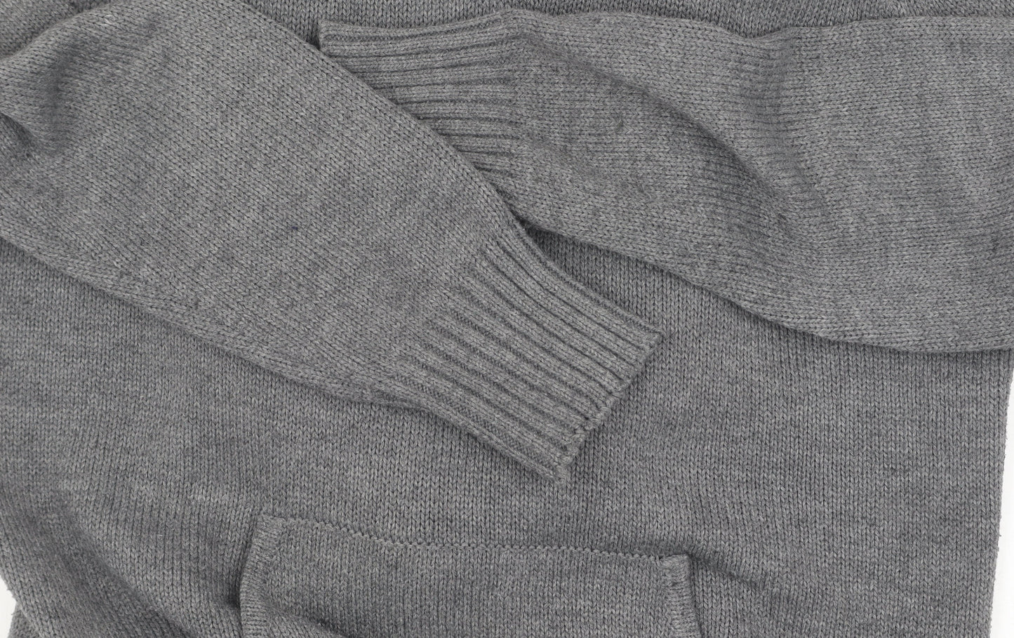 Firetrap Men's Grey Henley Jumper L Size Hooded Cotton