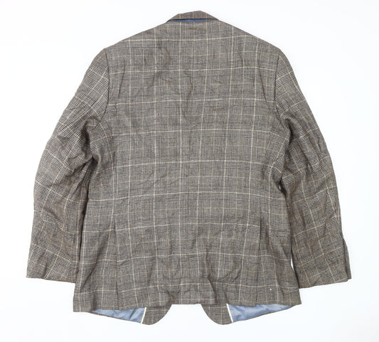 Marks and Spencer Men's Grey Check Blazer - 44 Long