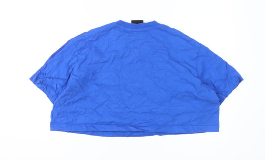 Adidas Ivy Park Women's Blue Cropped T-Shirt, Size 14