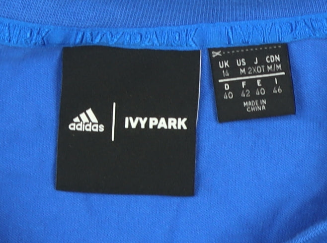 Adidas Ivy Park Women's Blue Cropped T-Shirt, Size 14
