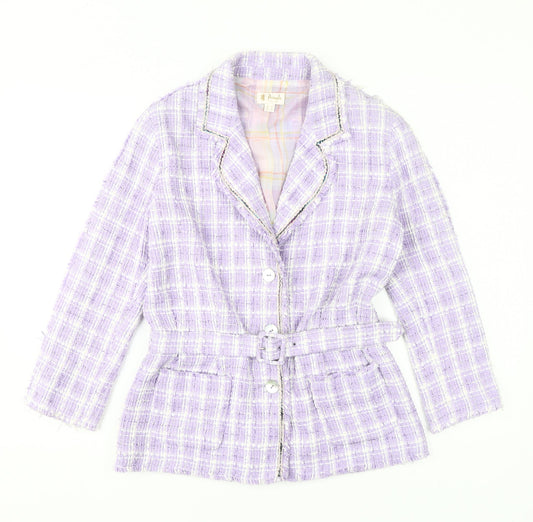 Pringle of Scotland Women's Purple Plaid Blazer Size 14