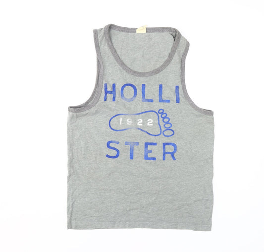 Hollister Men's Grey Sleeveless Graphic T-Shirt Size S
