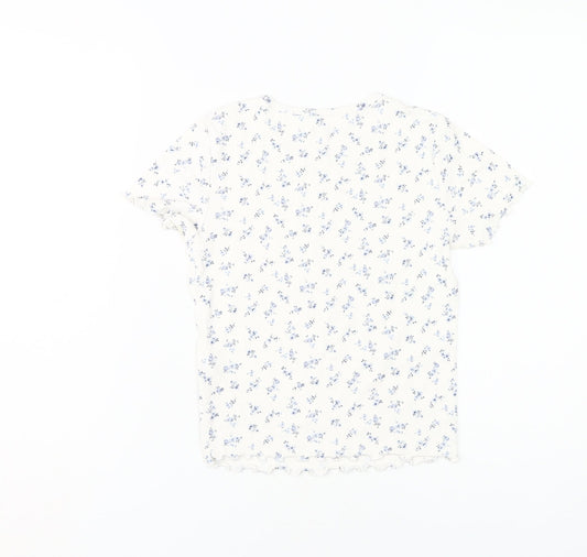 Hollister Women's Ivory Floral T-Shirt XS Casual