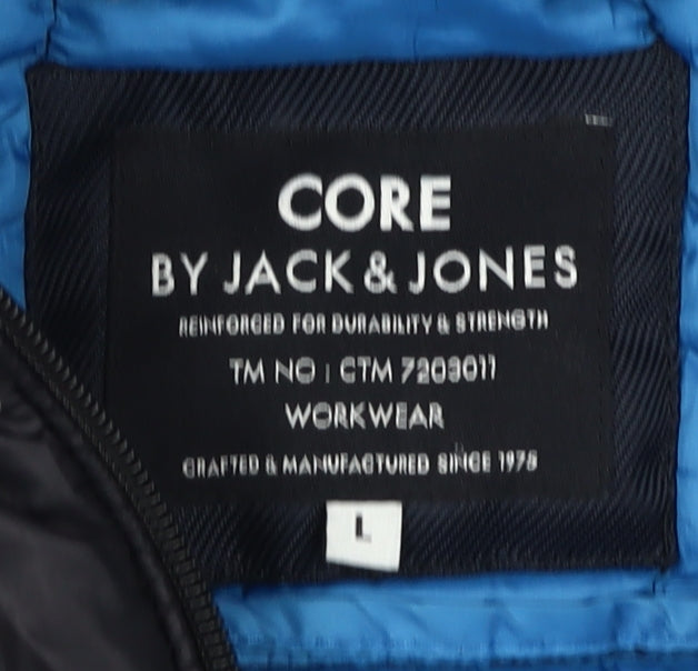 Jack & Jones Men's Black Puffer Jacket L Hooded