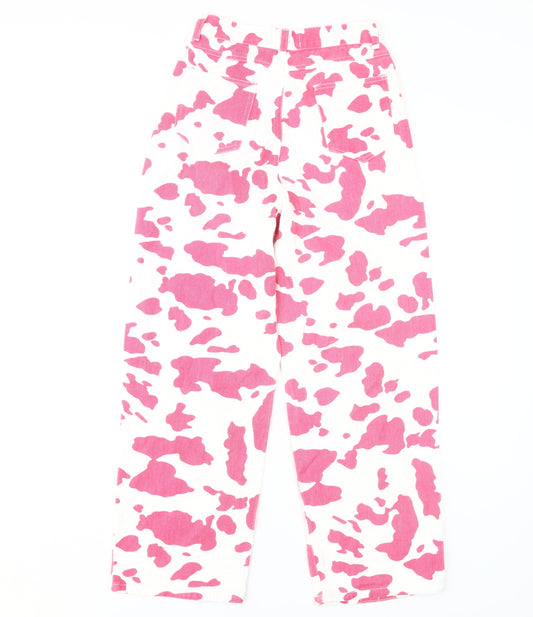 Shekou Women's Pink Animal Print Jeans, Size S