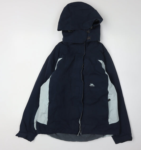 Trespass Men's Blue Windbreaker Jacket M Hooded Waterproof