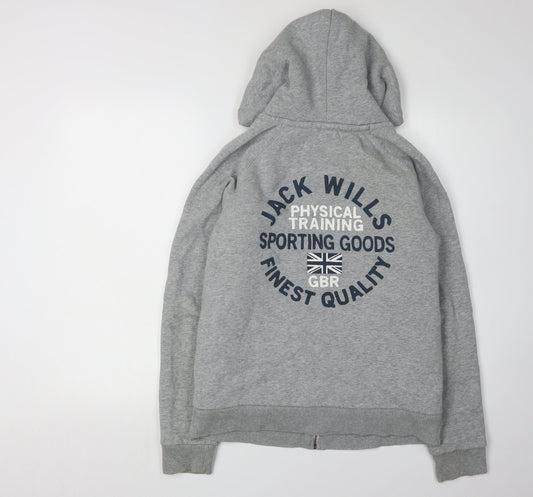 Jack Wills Women's Grey Full Zip Hoodie Size 12
