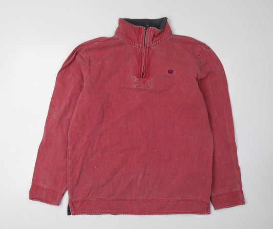Additional front view of Crew Clothing Red Men's 1/4 Zip Sweatshirt L