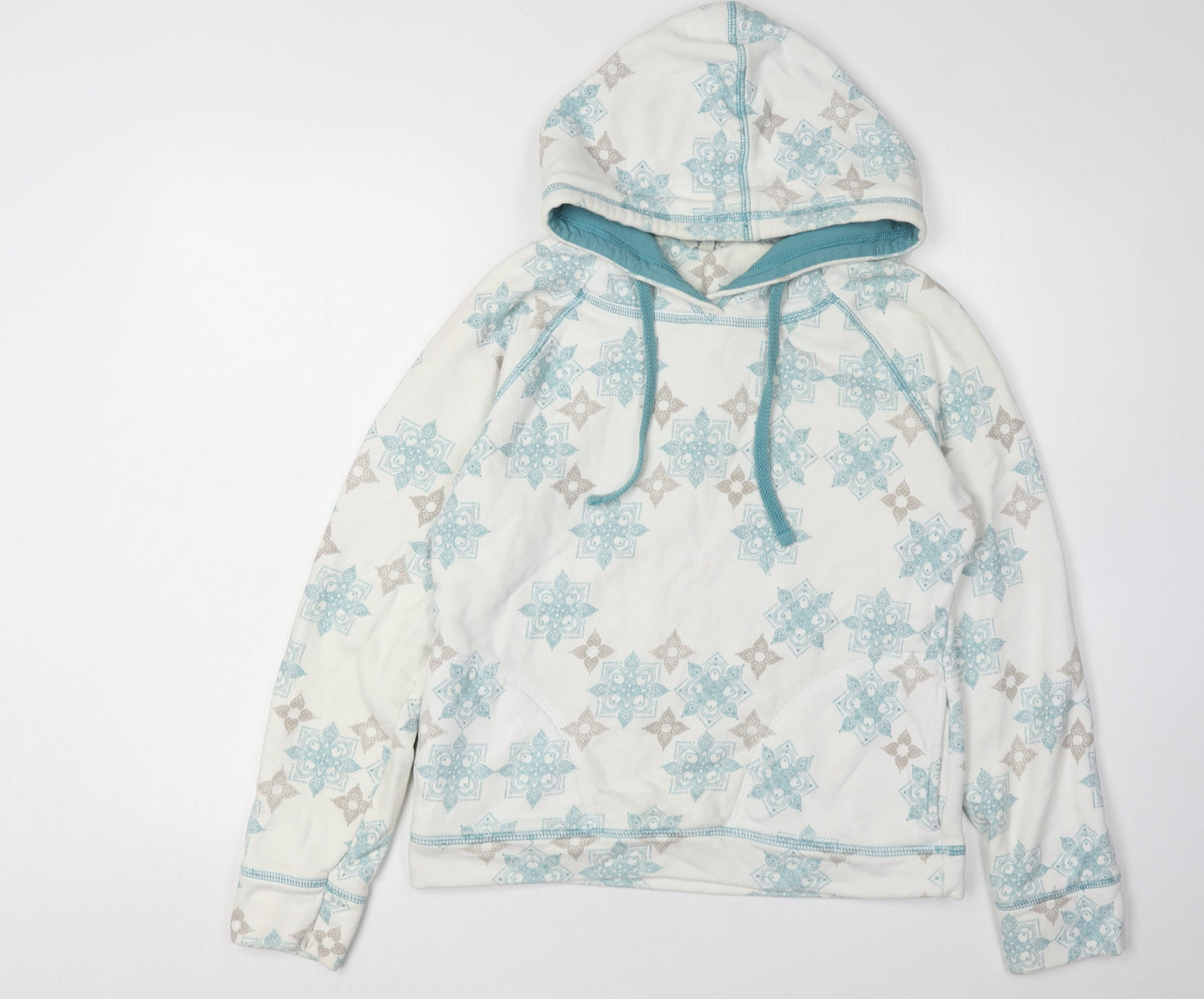 Fat Face Women's White Geometric Pullover Hoodie Size 12