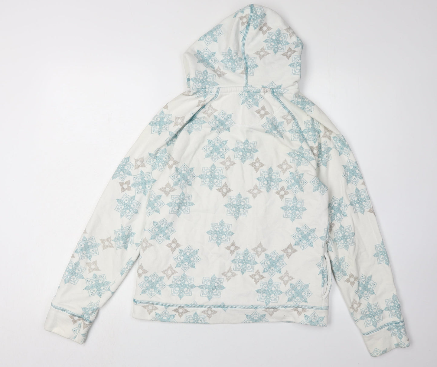 Fat Face Women's White Geometric Pullover Hoodie Size 12