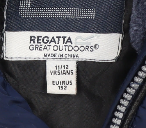 Regatta Girls Blue Puffer Jacket, Size 11, Hooded, Lined