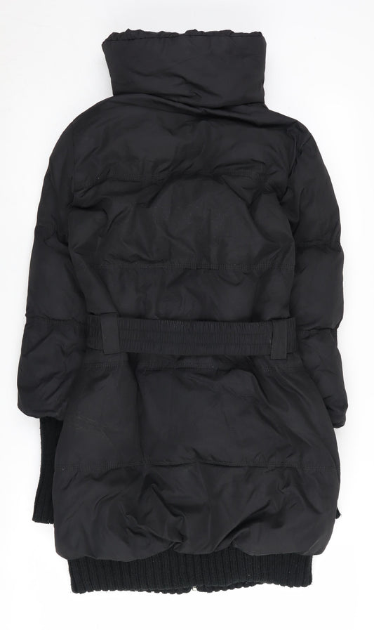 Amisu Women's Black Puffer Jacket Size 6 Belted