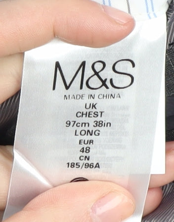 Marks and Spencer Men's Grey Striped Blazer, 38 Long