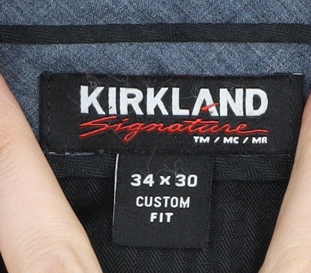 Close-up detail of Kirkland Signature Men's Black Dress Pants M