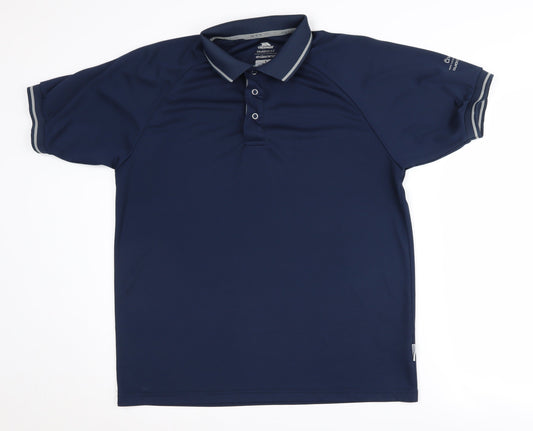 Trespass Men's Blue Polo Shirt L with Moisture Wicking