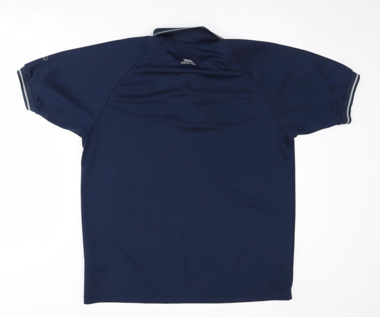 Trespass Men's Blue Polo Shirt L with Moisture Wicking