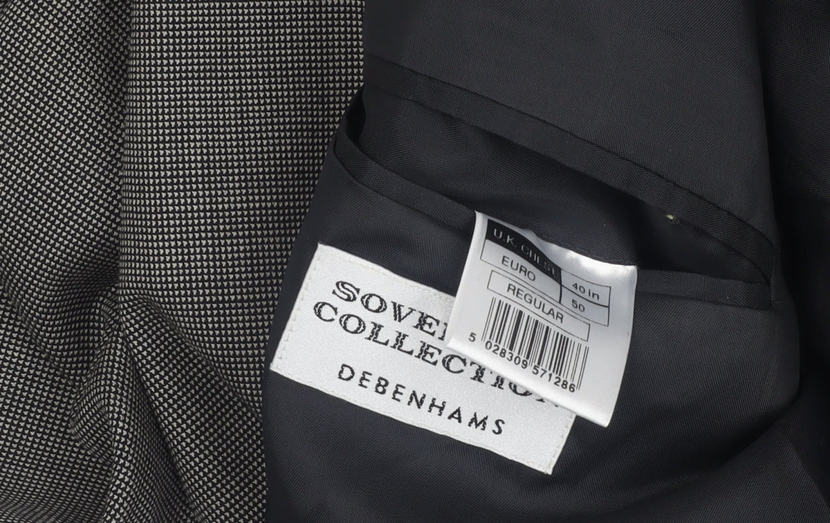 Close-up detail of Debenhams Grey Wool Blazer, size L, Classic Style