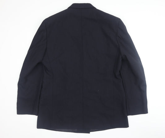 Daniel Hechter Men's Blue Wool Double-Breasted Blazer 42R