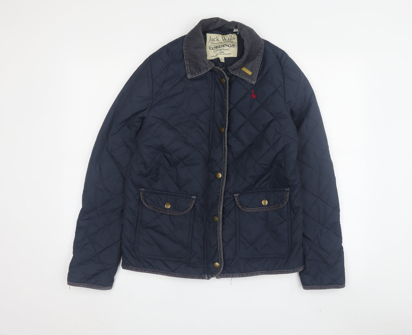 Jack Wills Women's Blue Quilted Jacket Size 10 - Casual Style