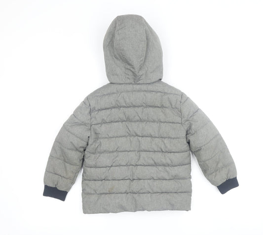 Boys Grey Batman Puffer Jacket 3-4 Years Hooded Winter