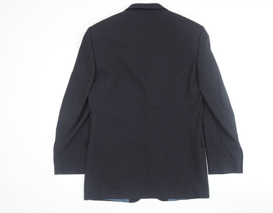 Marks and Spencer Men's Blue Striped Suit Jacket 38R