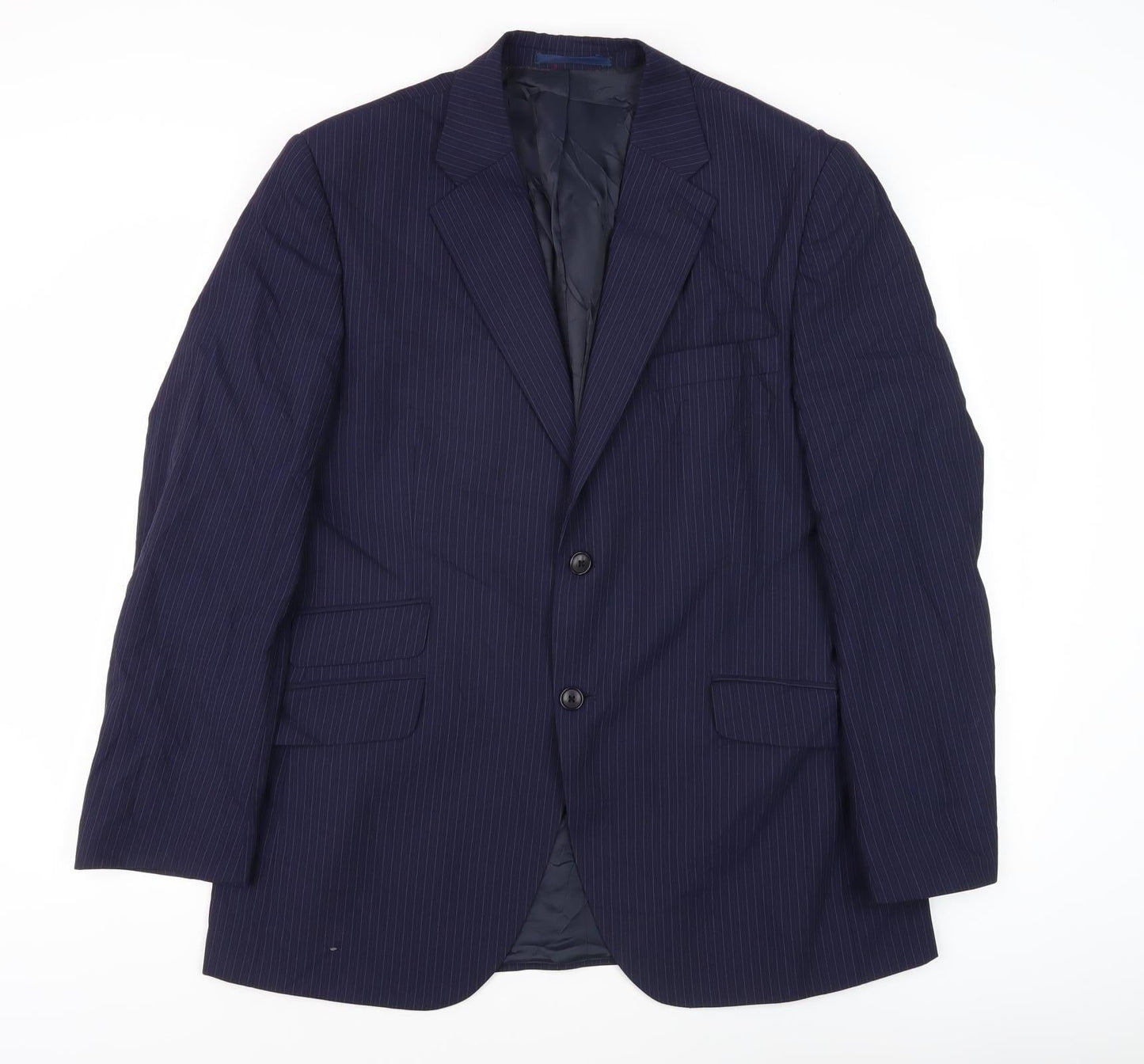 Howick Men's Blue Striped Suit Jacket 42R Regular Fit