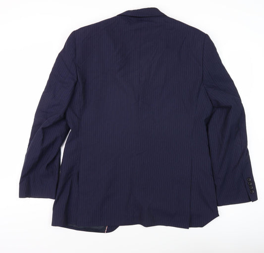 Howick Men's Blue Striped Suit Jacket 42R Regular Fit