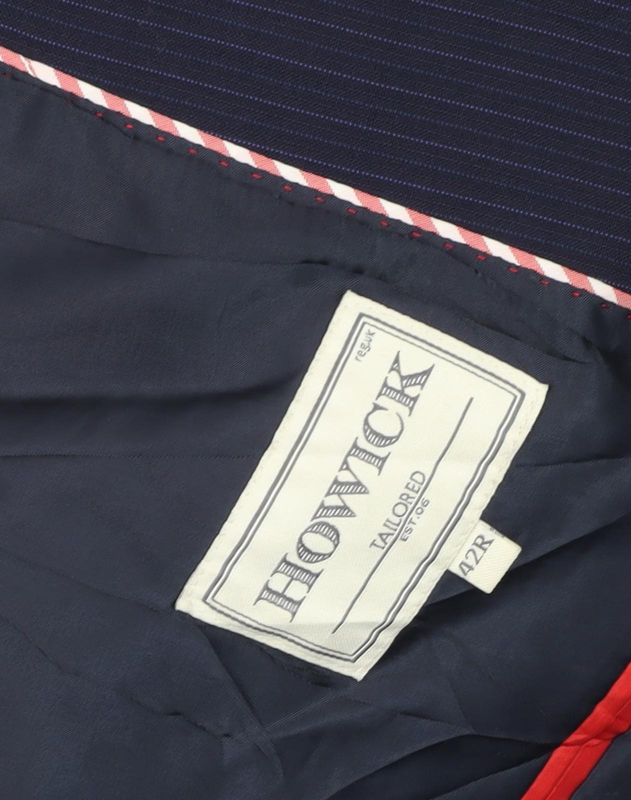Howick Men's Blue Striped Suit Jacket 42R Regular Fit