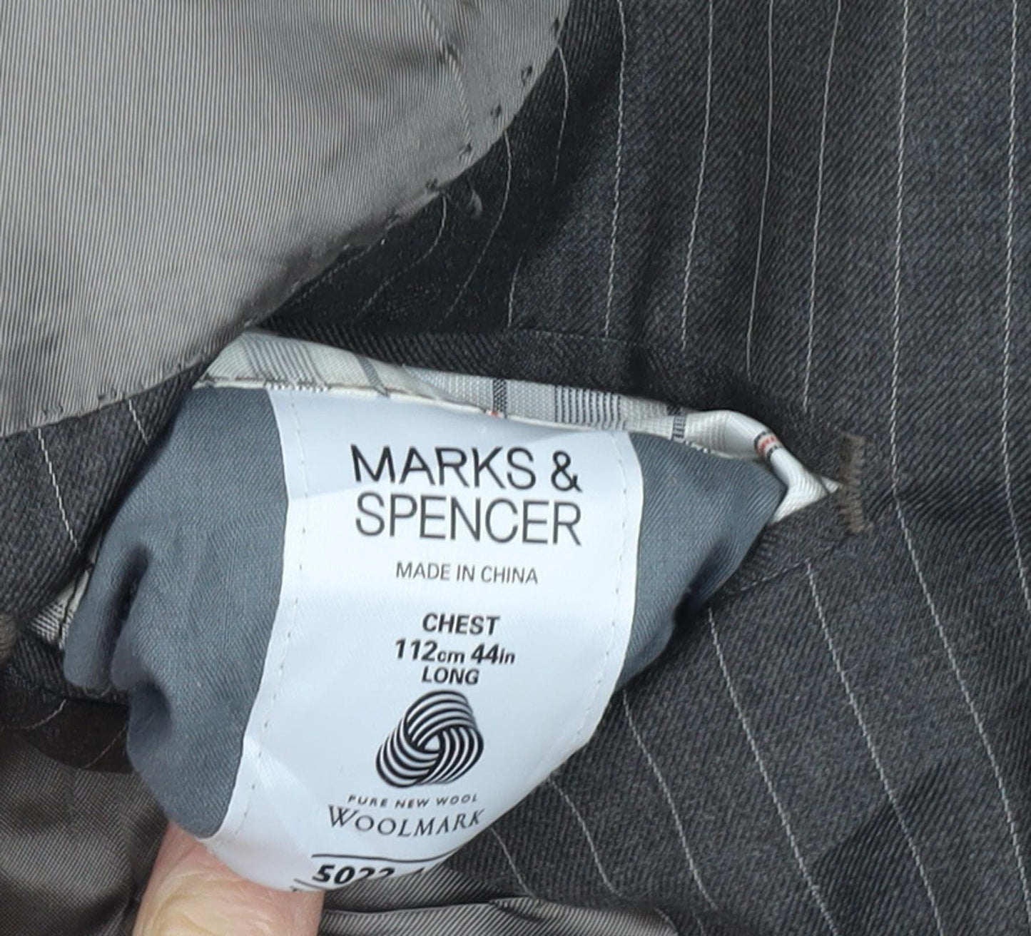 Marks and Spencer Men's Grey Striped Suit Jacket 44L