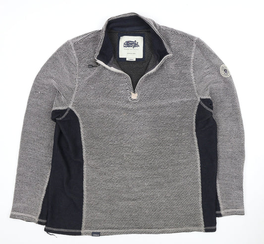 Weird Fish Grey Full Zip Knit Sweatshirt Large