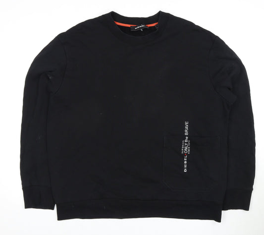 Diesel Men's Black Logo Pullover Sweatshirt - L
