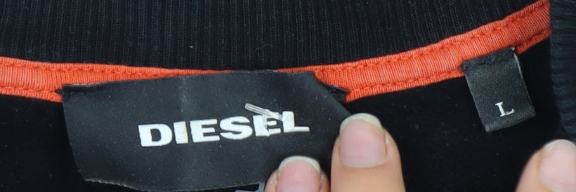 Diesel Men's Black Logo Pullover Sweatshirt - L