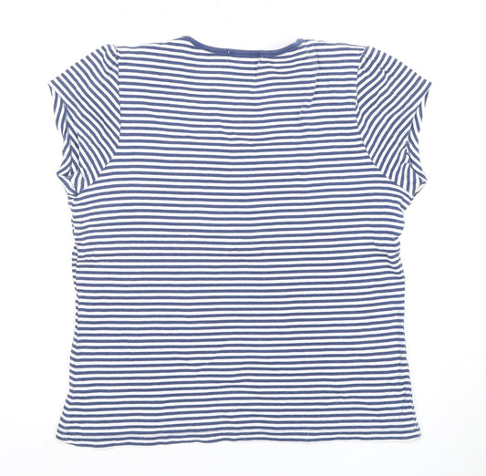 BASSINI Women's Blue Striped T-Shirt L