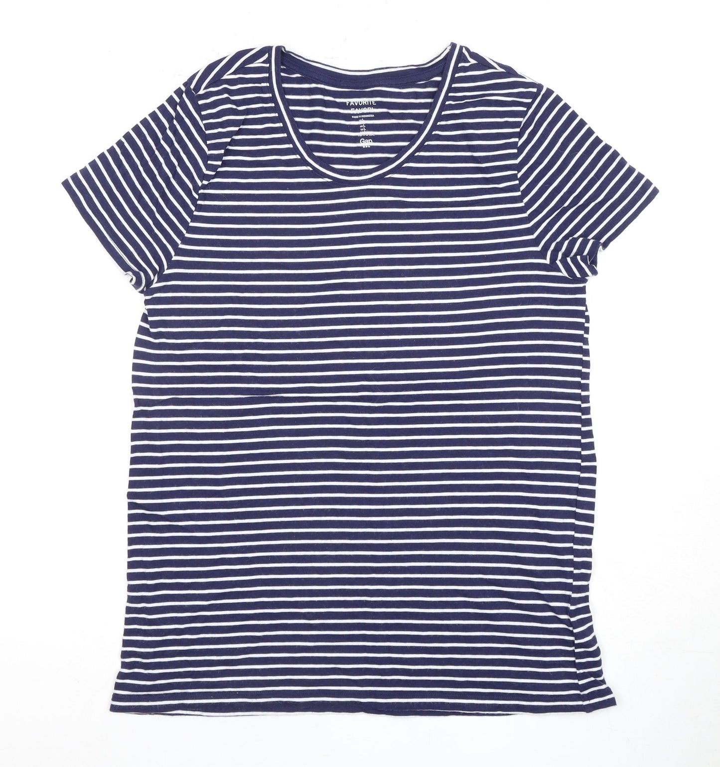 Gap Women's Blue Striped T-Shirt, L, Casual Classic