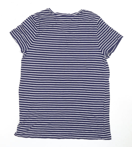 Gap Women's Blue Striped T-Shirt, L, Casual Classic