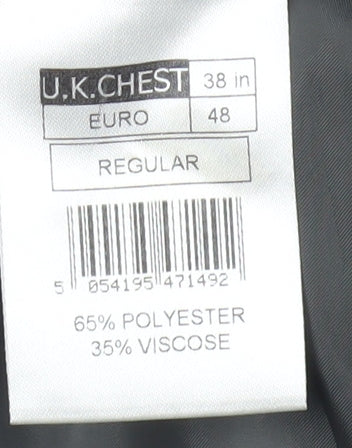 Brand and care label for Red Herring Men's Grey Blazer, size 38, Regular Fit