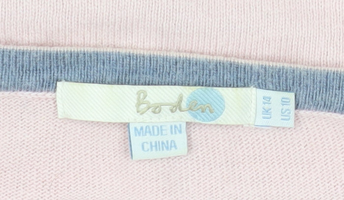 Boden Women's Pink Scoop Neck Pullover Jumper Size 14