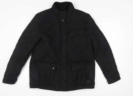 Firetrap Men's Black XL Quilted Jacket, Casual Style