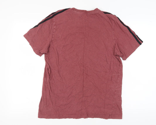 Adidas Men's Red L T-Shirt Crew Neck Short Sleeve