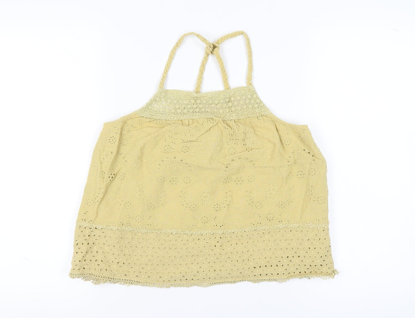 Superdry Women's Beige Halter Crochet Tank Top Size 10