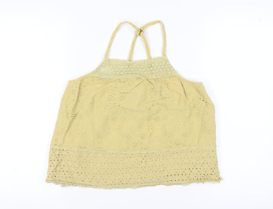 Superdry Women's Beige Halter Crochet Tank Top Size 10